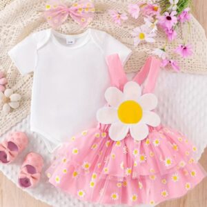 BODY Y JARDINERA MARGARITA CON VINCHA T 0-3 MESES