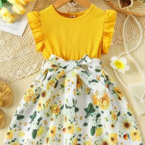 VESTIDO AMARILLO CON FLORES T 12-18 MESES