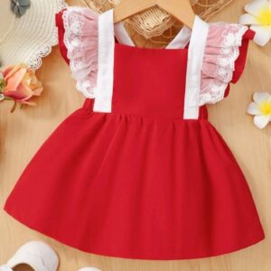 **OFERTA**VESTIDO ROJO CON ENCAJE T 18-24 MESES