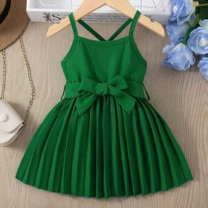 VESTIDO VERDE PLISADO CON CINTO T 12-18 MESES