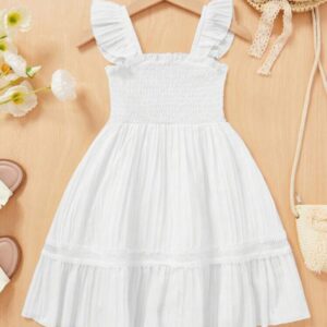 VESTIDO BLANCO CON DETALLE FALDA 4 AÑOS