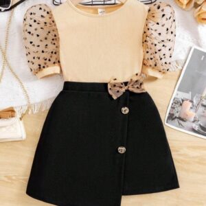 BLUSA CON MANGA PRINCESA Y POLLERA T 8 AÑOS