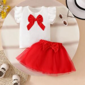 REMERA CON MOÑO Y POLLERA TUL T 18-24 MESES