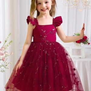 VESTIDO BORDO BORDADO 5 AÑOS