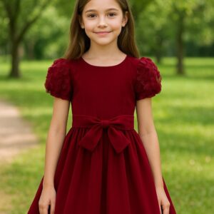 VESTIDO BORDÓ CON CINTO T 10 AÑOS