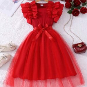 VESTIDO ROJO CON DETALLE EN HOMBROS T 10 AÑOS