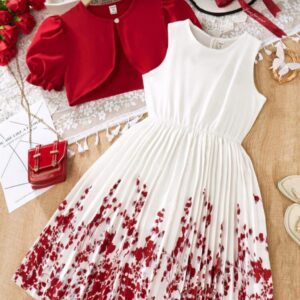 VESTIDO TABLEADO CON BOLERITO T 12 AÑOS