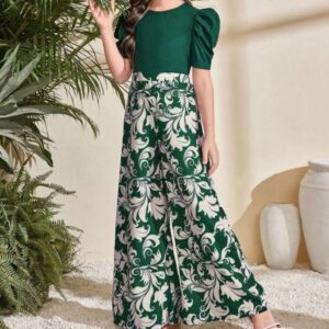 CONJUNTO BLUSA VERDE CON PALAZO T 8 AÑOS