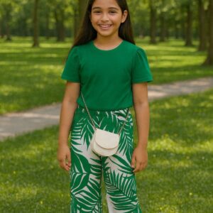 CONJUNTO BLUSA Y PALAZO VERDE T 8 AÑOS