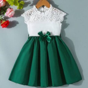 VESTIDO BLANCO CON FALDA VERDE T 6-9 MESES