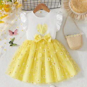 VESTIDO  BLANCO Y AMARILLO MARGARITAS T 4 AÑOS