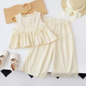 CONJUNTO BLUSA Y PANTALON BEIGE T 4 AÑOS