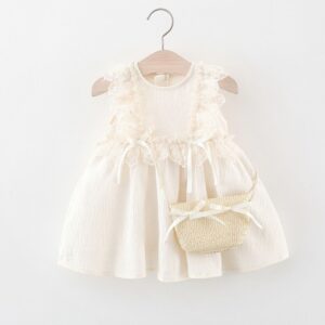 VESTIDO BEIGE CON CARTERA T 9-12 MESES