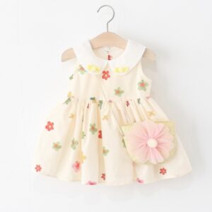 VESTIDOFLORES CON CARTERA T 9-12 MESES
