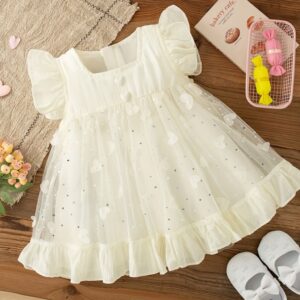 VESTIDO BEIGE DETALLES CORAZONES T 6-9 MESES