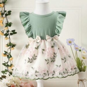VESTIDO VERDE CON BORDADO 9-12 MESES