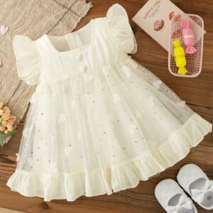 VESTIDO BEIGE DETALLES CORAZONES T 18-24 MESES