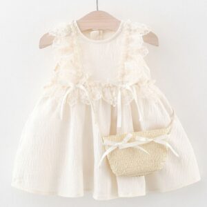 VESTIDO BEIGE CON CARTERA T 12-18 MESES