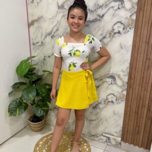 CONJUNTO SHORT POLLERA Y BLUSA T 6 AÑOS