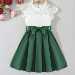 VESTIDO BLANCO Y VERDE CON CINTO T 5 AÑOS