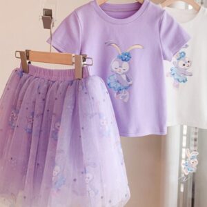 CONJUNTO REMERA Y POLLERA LILA T 7 AÑOS