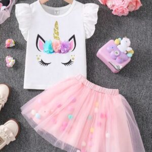 REMERA  Y POLLERA UNICORNIO T 7 AÑOS