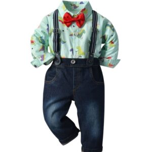 CONJUNTO CAMISA, JEAN, TIRANTES Y MOÑO T 12-18 M