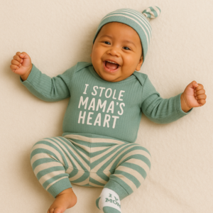 SET 4 PIEZAS BODY MANGA LARGA, PANTALON, GORRITO Y MEDIAS 100% ALGODON T 0-3 M