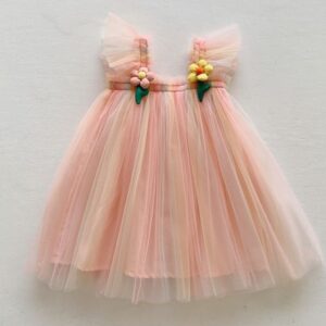 VESTIDO TUL Y DETALLE FLORES T 4 AÑOS