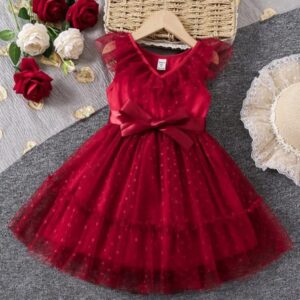 VESTIDO BORDO TUL CON CINTO T 12-18 MESES