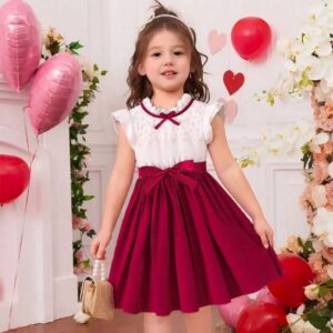 VESTIDO BORDO DETALLE FLORES BLANCAS T 6 AÑOS