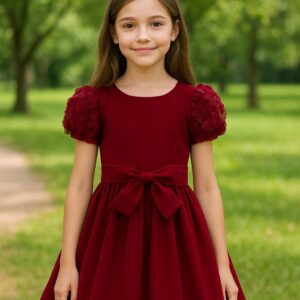 VESTIDO BORDO CON CINTO T 8 AÑOS