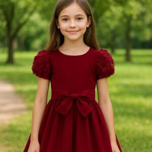 VESTIDO BORDÓ CON CINTO T 9 AÑOS