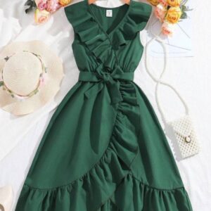 VESTIDO VERDE VOLADOS 12 AÑOS