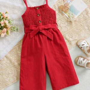 ENTERIZO ROJO FRUNCIDO CON CINTO T 6-9 MESES