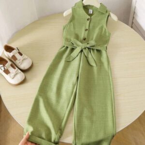 ENTERIZO VERDE CON BOTENES Y CINTO T 5 AÑOS