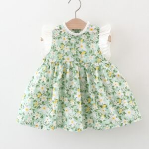 VESTIDO FLOREADO CON MOÑO BLANCO ATRAS T 18-24 MESES