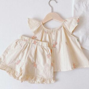 BLUSA BOTONES CON SHORT BEIGE T 12-18 MESES