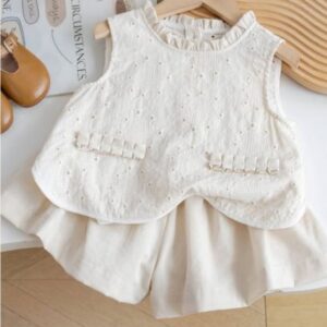 BLUSA BRODERIE CON SHORT BEIGE T 6 AÑOS