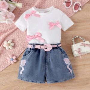 REMERA MOÑITOS CON SHORT DE JEANS T 4 AÑOS