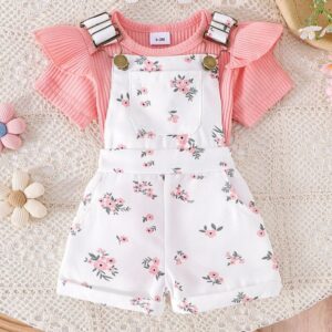 BODY ROSA CON JARDINERA BLANCA FLORES T 9-12 MESES