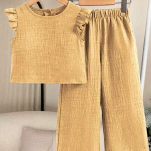 CONJUNTO BLUSA Y PANTALÓN MARRÓN T 7 AÑOS