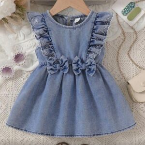 VESTIDO DE JEANS VOLADITOS T 2-3 AÑOS
