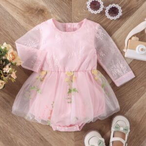 VESTIBODY BORDADO Y ENCAJE T 3-6 MESES