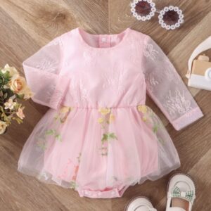 VESTIBODY ROSA CON BORDADOS MARIPOSAS Y FLORES 18-24 MESES