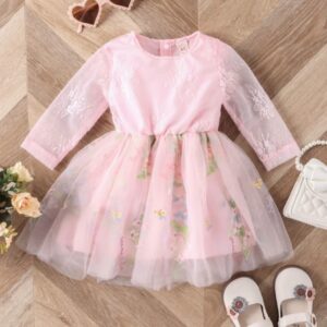 VESTIDO CON BORDADOS FLORES Y MARIPOSAS T 18-24M
