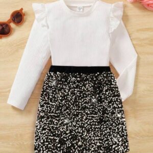 CONJUNTO MANGAS LARGAS Y POLLERA T 7 AÑOS