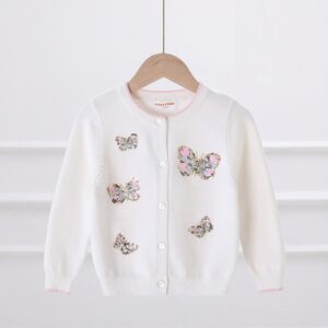 SAQUITO TEJIDO CON MARIPOSAS BORDADAS T 7 AÑOS