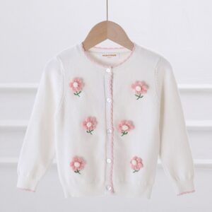 SAQUITO TEJIDO CON APLIQUE FLOR T 8 AÑOS