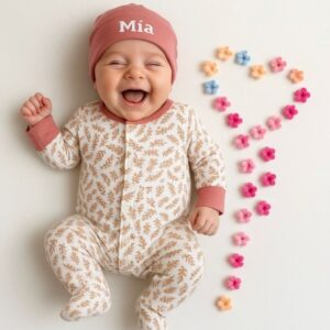 OSITO DE ALGODON CON CIERRE Y GORRITO CON BORDADO PERSONALIZADO T 3-6 M